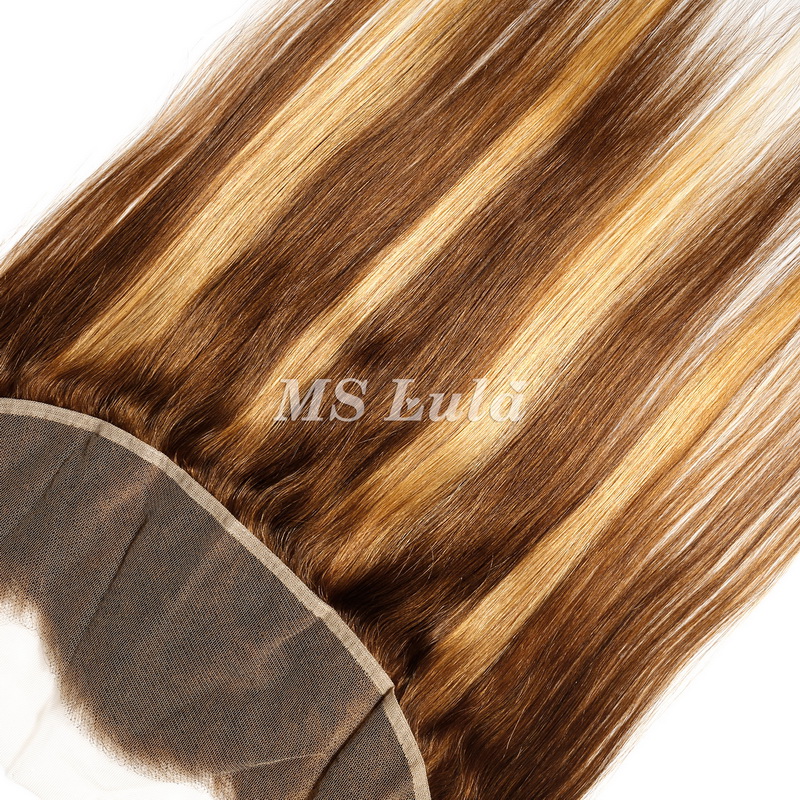 Straight #4/27 Highlight Virgin Human Hair 4x4 13x4 Transparent Lace Closure/Frontal - 图片 9
